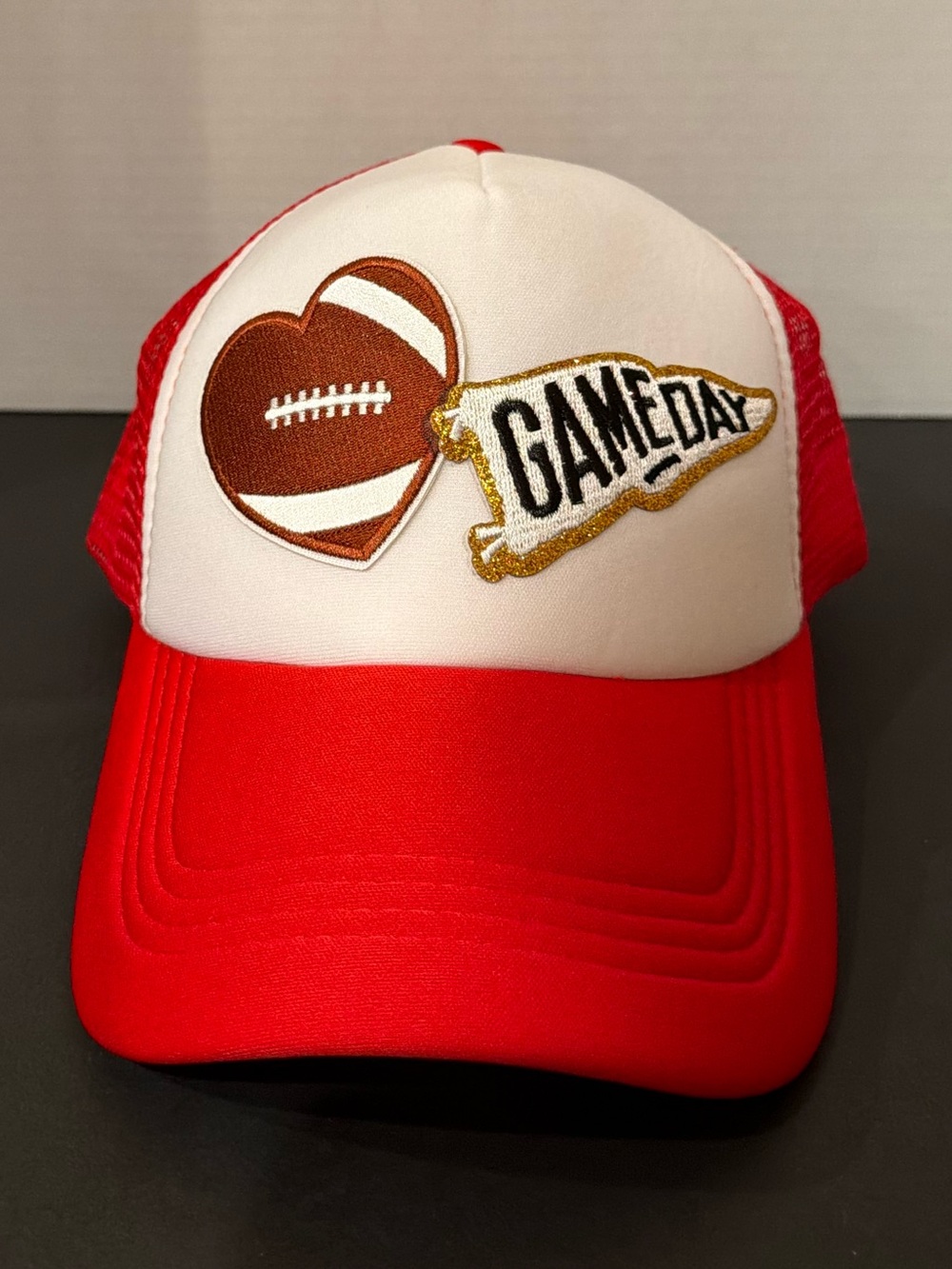 Red and White "Game Day" Football Trucker Hat